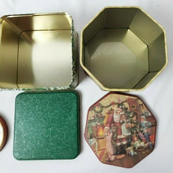 5 VTG Christmas Collectible nesting Tins cans - Picture 5 of 8